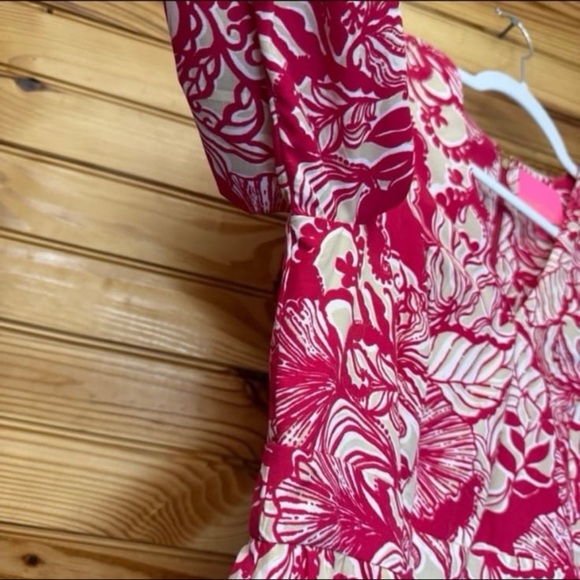 Lilly Pulitzer Tinslee long sleeve midi poinsettia red island vibes 10 dress - Picture 4 of 8